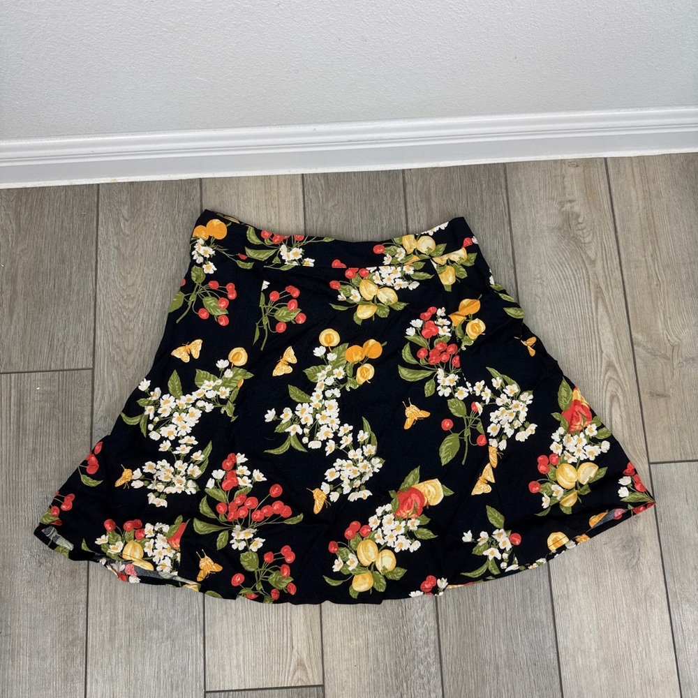 Floral Black Skirt